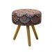 Puff Banqueta Redonda Classic Suede Estampado Mosaico Preto - DS Estofados