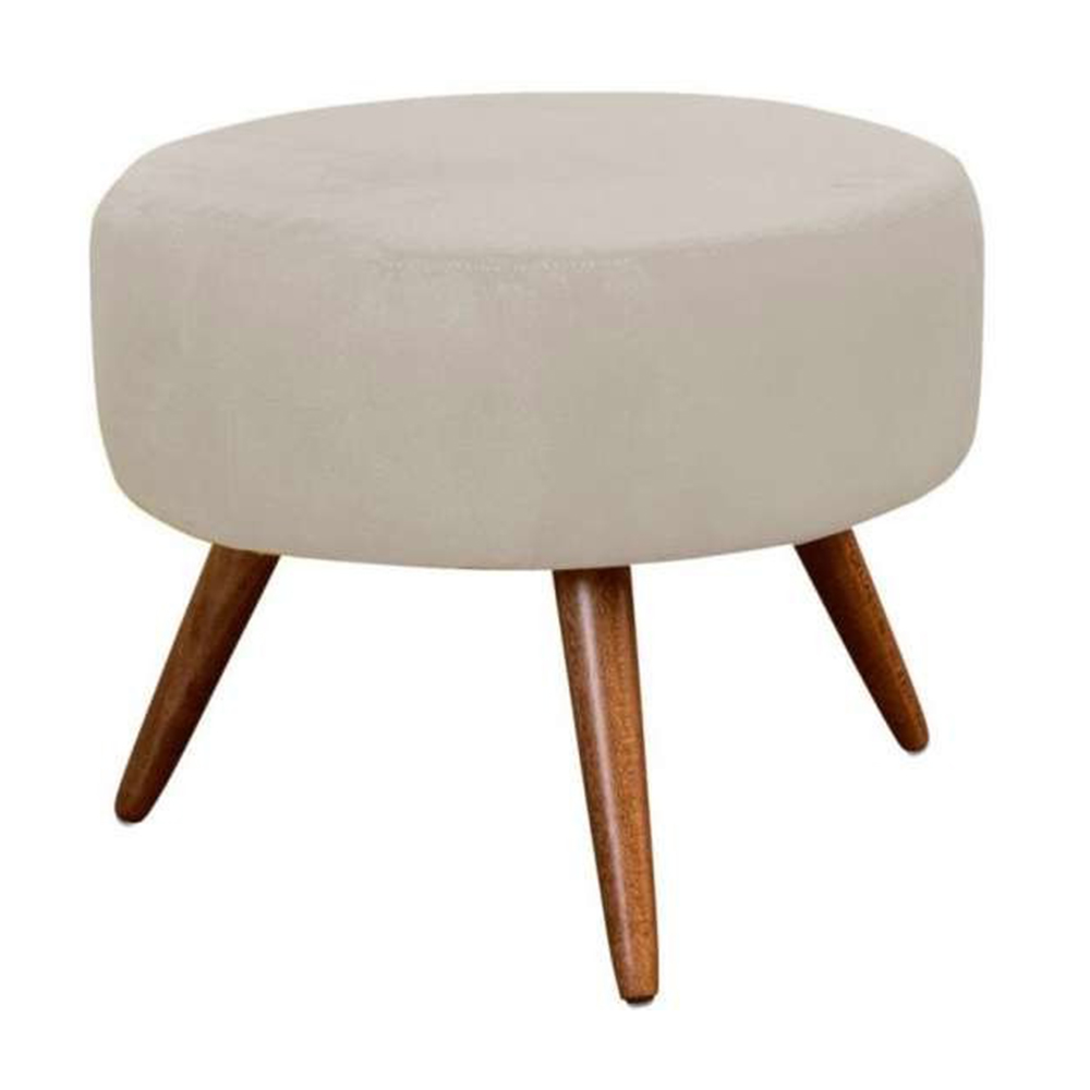 Puff Banqueta Redondo Classic Suede Bege - DS Estofados