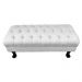 Puff Calçadeira Retrô 1,00 Metro Luis Xv Capitonê Suede Branco - DS Estofados