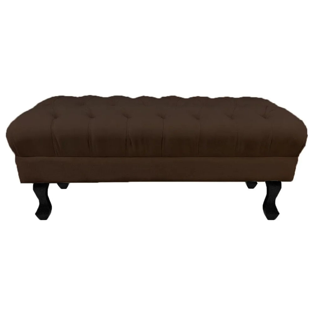 Puff Calçadeira Retrô 1,00 Metro Luis Xv Capitonê Suede Marrom - DS Estofados