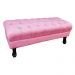 Puff Calçadeira Retrô 1,00 Metro Luis Xv Capitonê Suede Rosa - DS Estofados