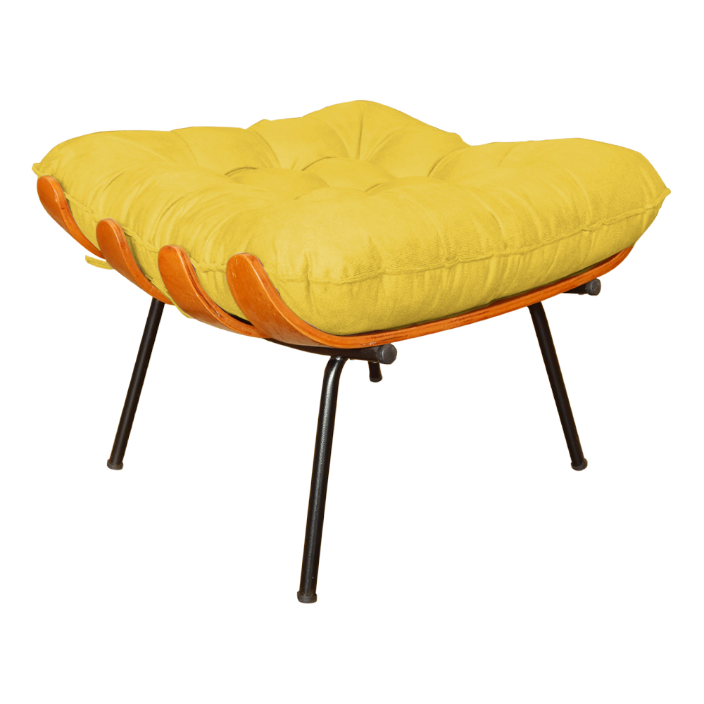 Puff Decorativo Costela Suede Amarelo