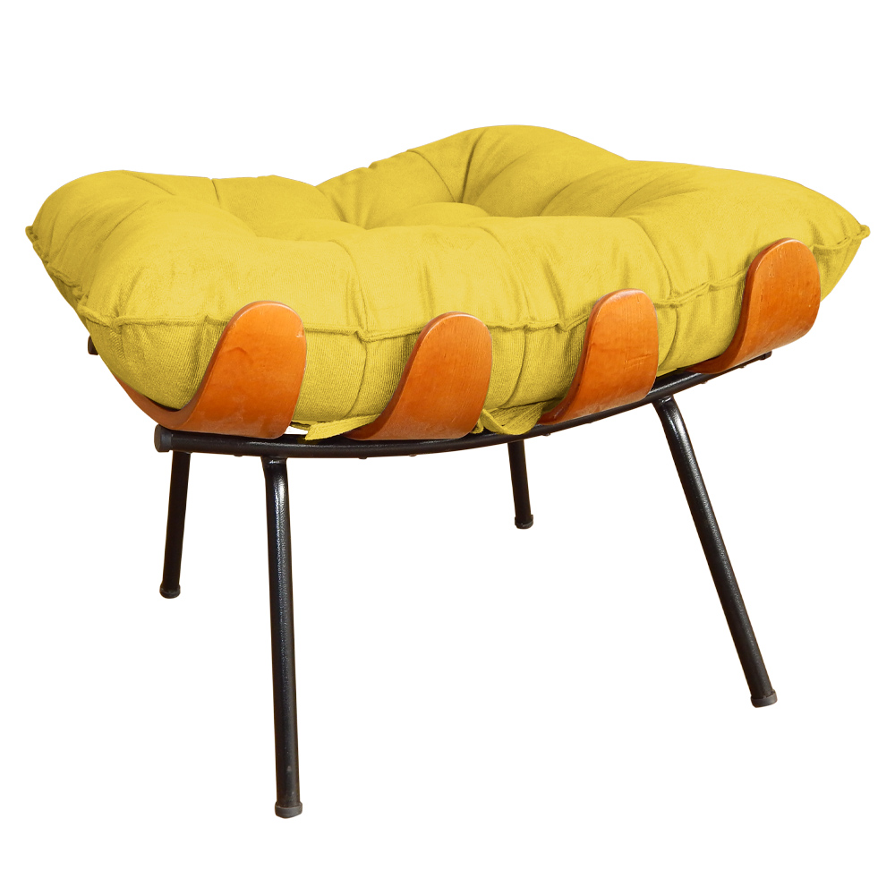 Puff Decorativo Costela Suede Amarelo