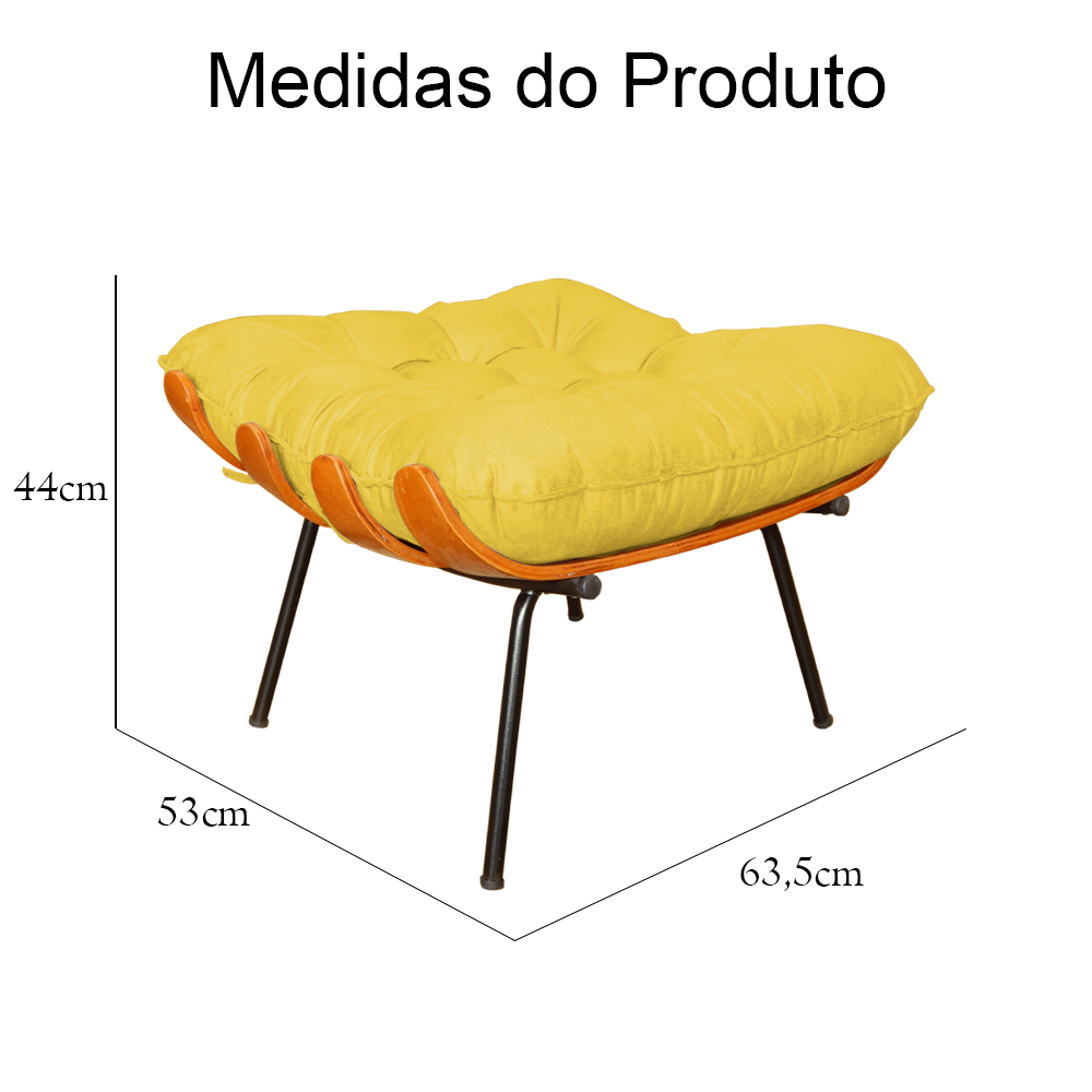 Puff Decorativo Costela Suede Amarelo