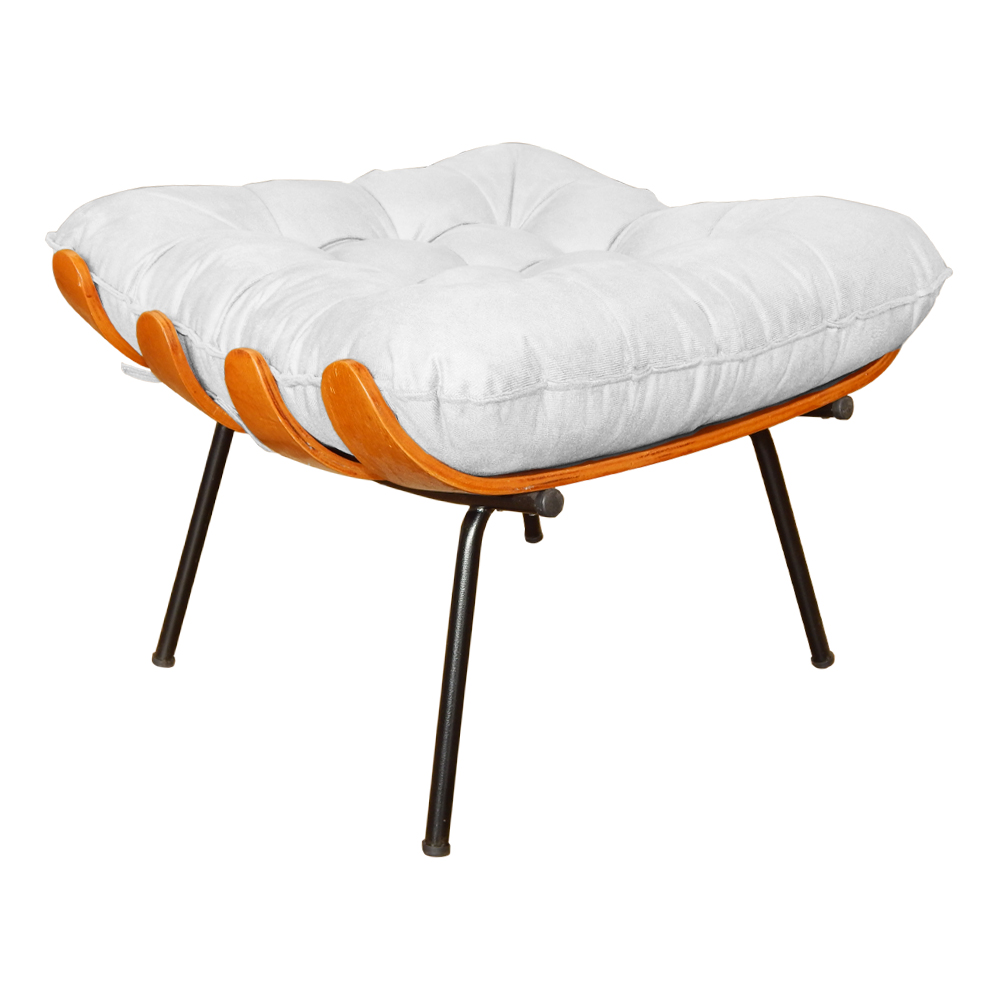 Puff Decorativo Costela Suede Branco - DS Estofados