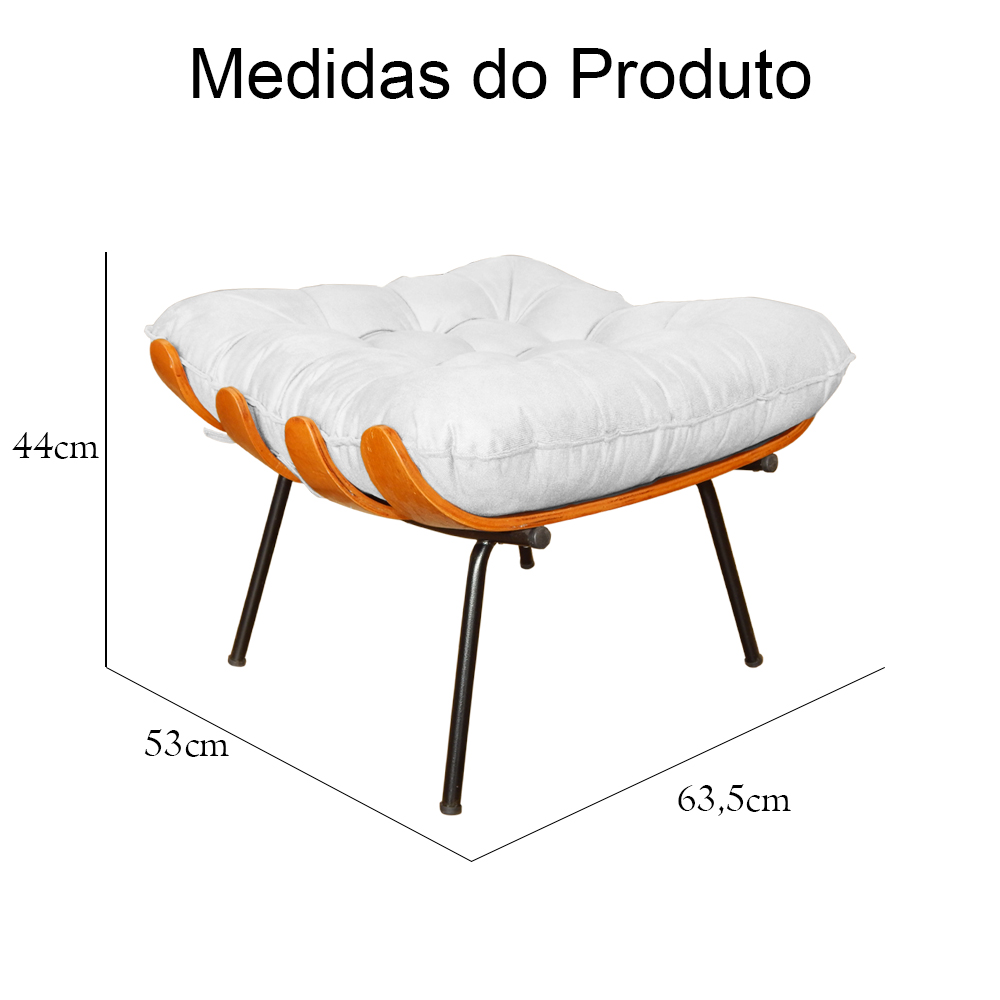 Puff Decorativo Costela Suede Branco - DS Estofados