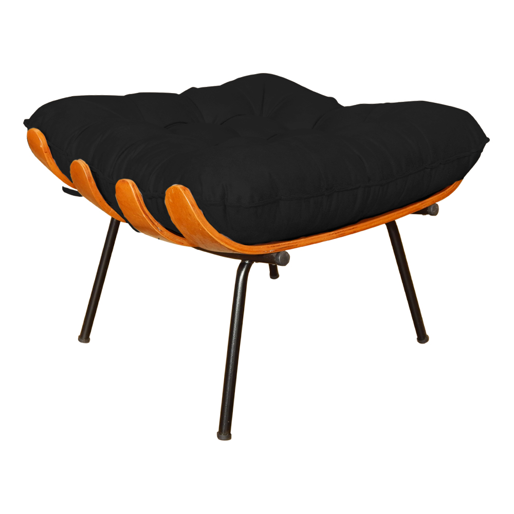 Puff Decorativo Costela Suede Preto - DS Estofados