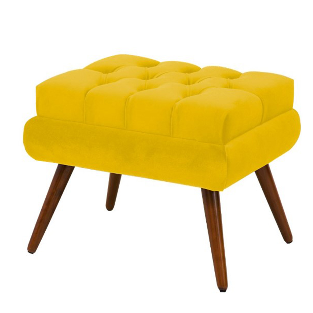 Puff Decorativo Pés Palito Dora Suede Amarelo - DS Estofados