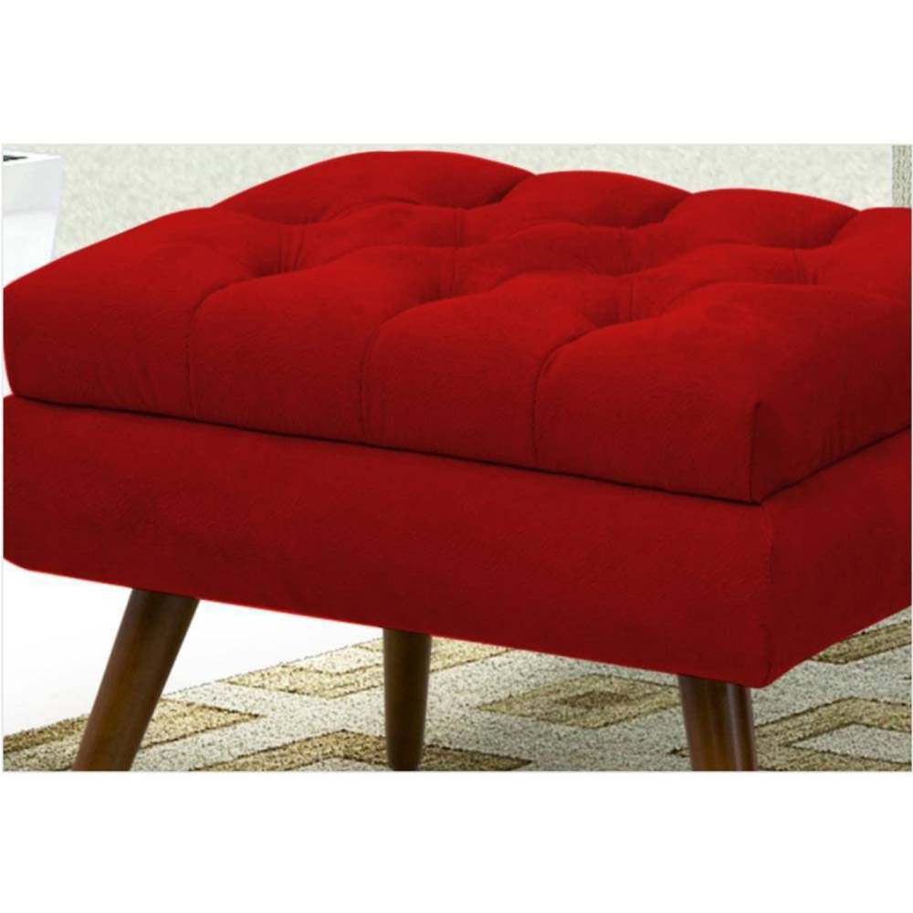 Puff Decorativo Pés Palito Dora Suede Vermelho - DS Estofados