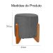 Puff Jade Decorativa Pés em Madeira Linho Cinza