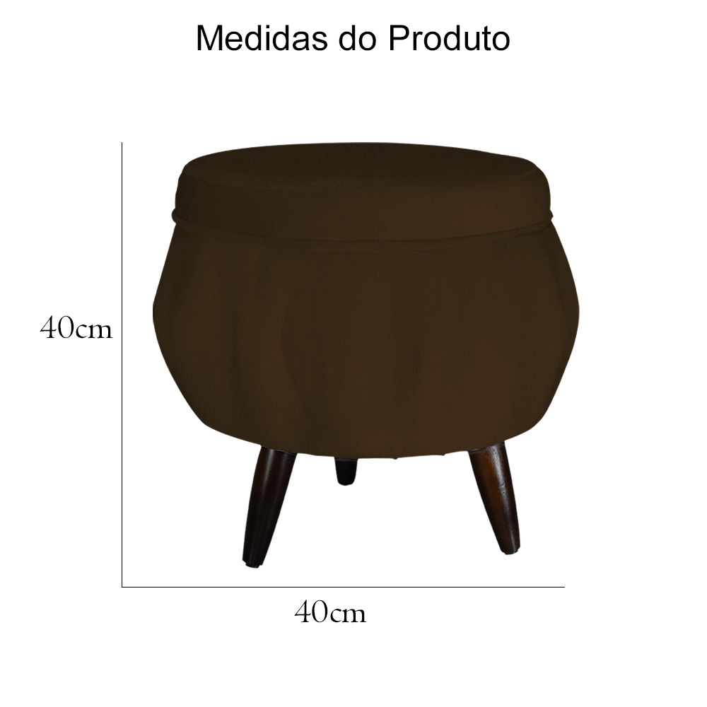 Puff Pétala Pés Palito Tabaco Suede Marrom
