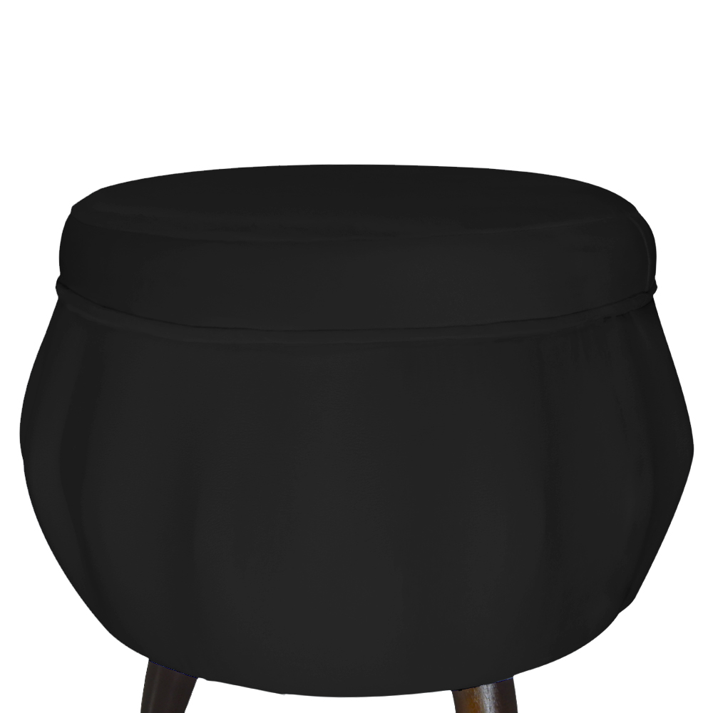 Puff Pétala Pés Palito Tabaco Suede Preto