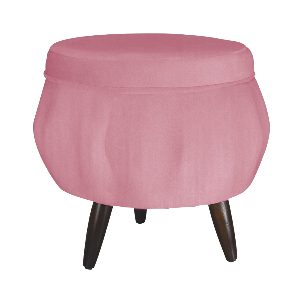 Puff Pétala Pés Palito Tabaco Suede Rosa