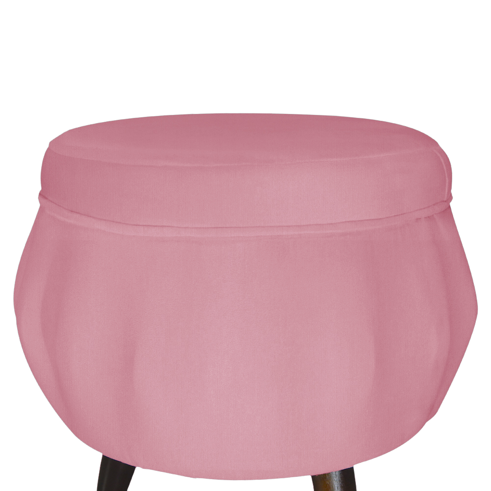 Puff Pétala Pés Palito Tabaco Suede Rosa