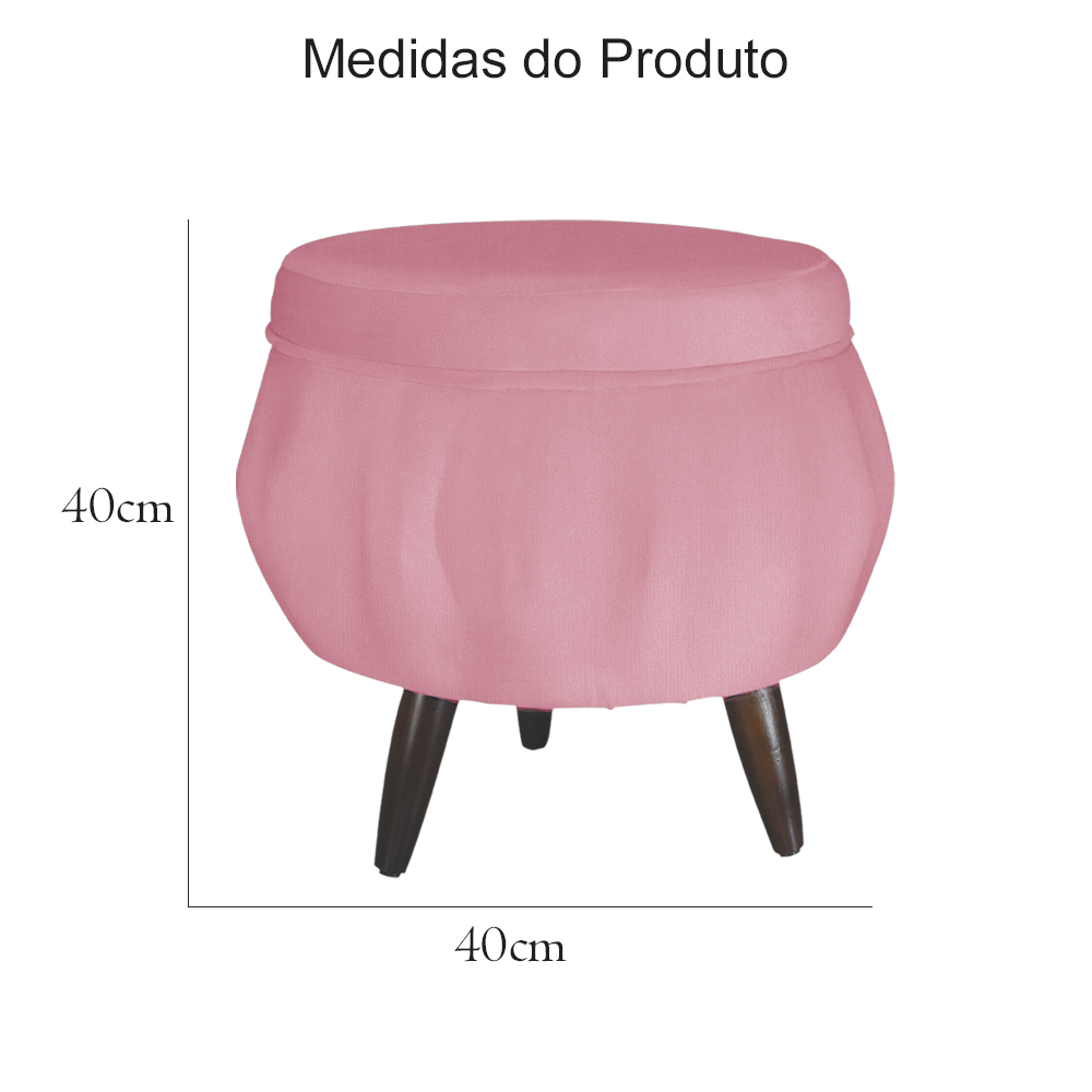 Puff Pétala Pés Palito Tabaco Suede Rosa
