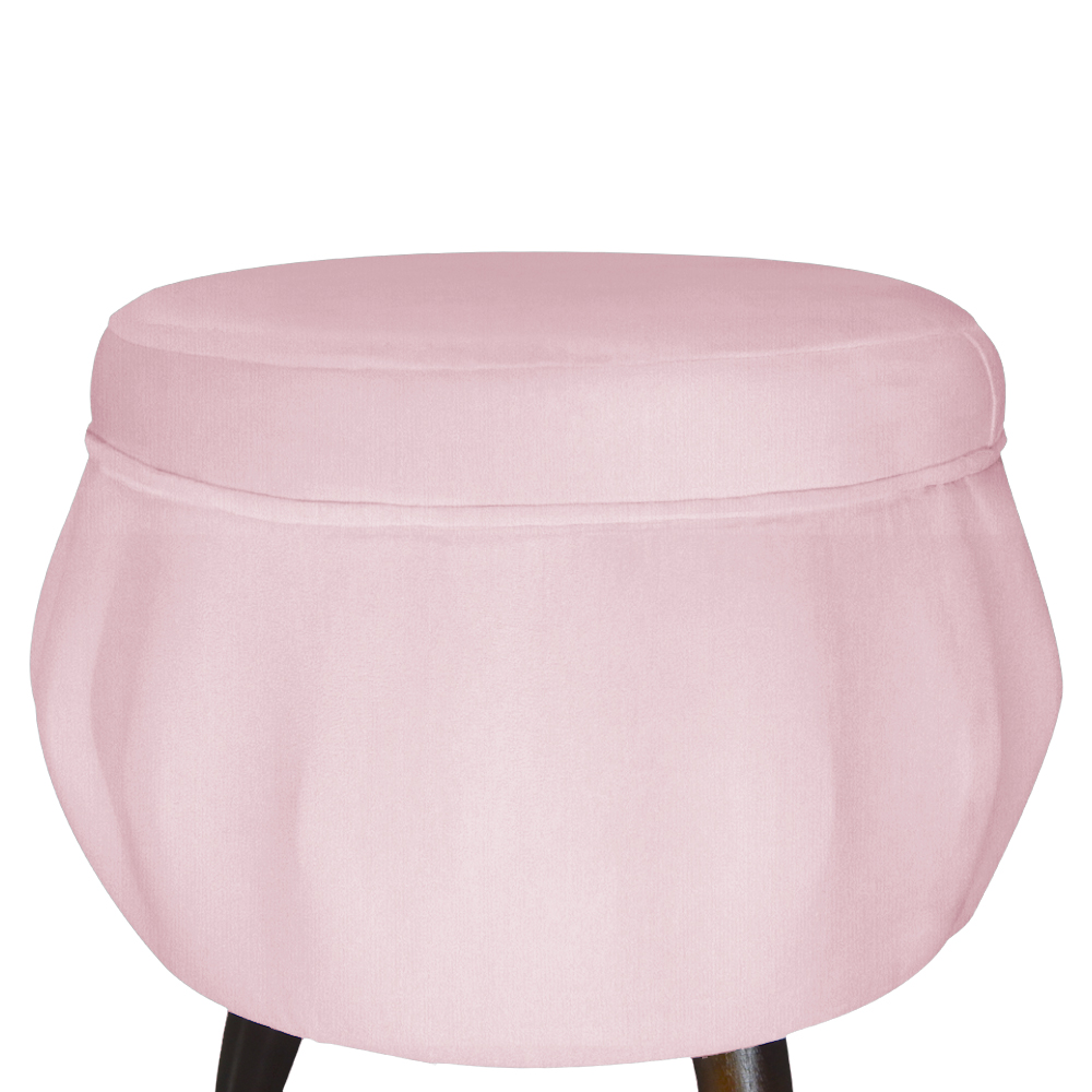 Puff Pétala Pés Palito Tabaco Suede Rosa Bebê