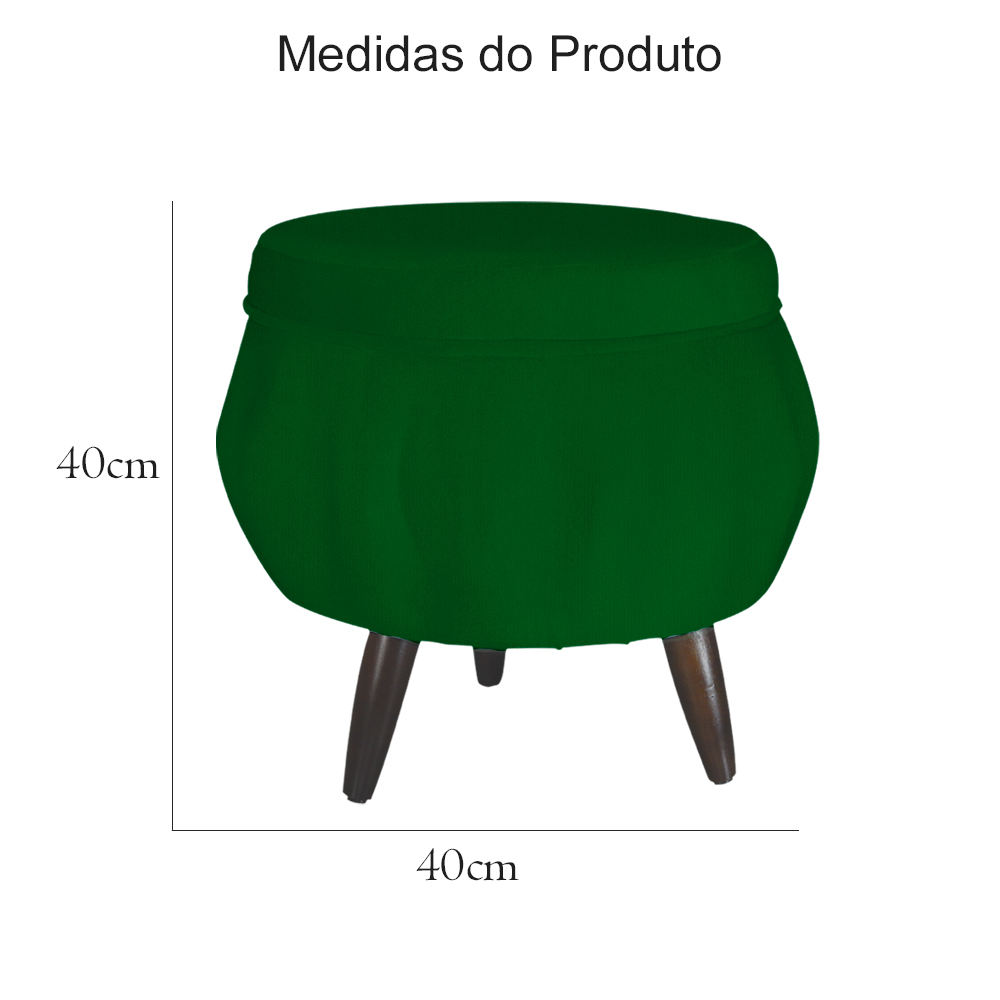 Puff Pétala Pés Palito Tabaco Suede Verde