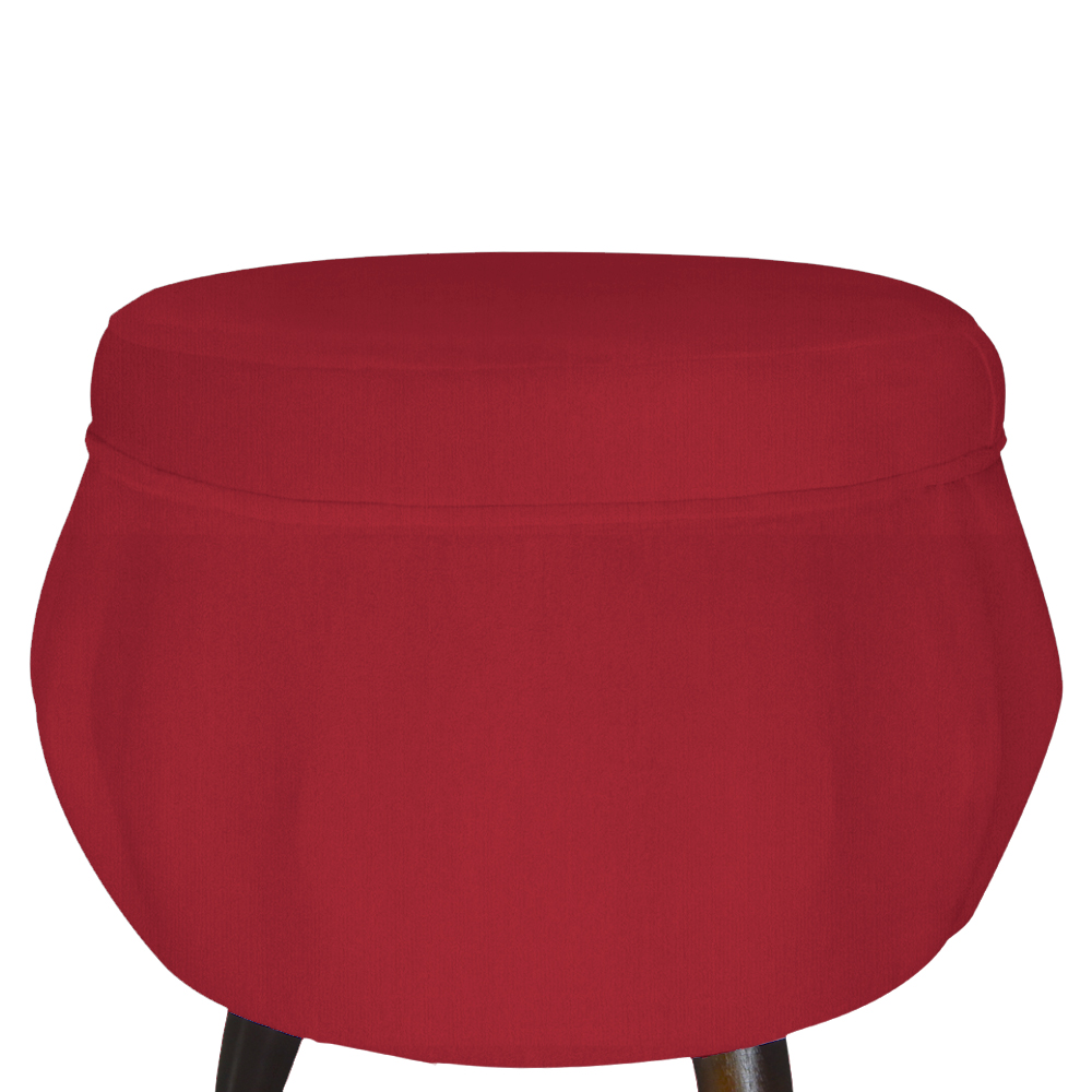 Puff Pétala Pés Palito Tabaco Suede Vermelho