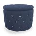 Puff Redondo Clássico Capitonê Suede Azul Marinho - DS Estofados