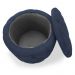 Puff Redondo Clássico Capitonê Suede Azul Marinho - DS Estofados