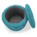 Puff Redondo Clássico Capitonê Suede Azul Turquesa - DS Estofados