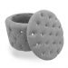 Puff Redondo Clássico Capitonê Suede Cinza - DS Estofados