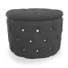 Puff Redondo Clássico Capitonê Suede Preto - DS Estofados
