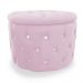 Puff Redondo Clássico Capitonê Suede Rosa - DS Estofados