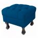 Puff Retrô Fixo Luis Xv Capitonê Suede Azul Royal