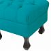 Puff Retrô Fixo Luis Xv Capitonê Suede Azul Turquesa - DS Estofados