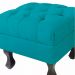 Puff Retrô Fixo Luis Xv Capitonê Suede Azul Turquesa - DS Estofados