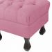 Puff Retrô Fixo Luis Xv Capitonê Suede Rosa