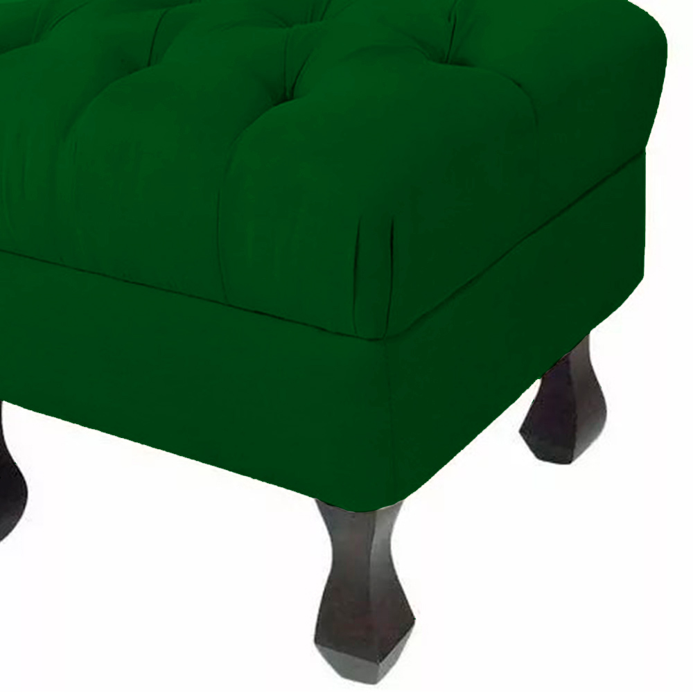 Puff Retrô Fixo Luis Xv Capitonê Suede Verde