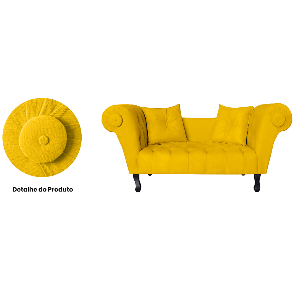 Recamier Divã Namoradeira Dubai Capitonê Suede Amarelo