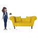 Recamier Divã Namoradeira Dubai Capitonê Suede Amarelo