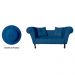 Recamier Divã Namoradeira Dubai Capitonê Suede Azul Marinho