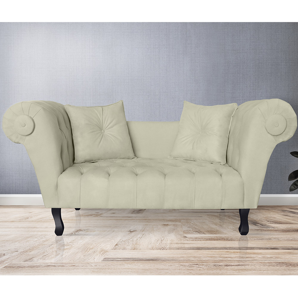 Recamier Divã Namoradeira Dubai Capitonê Suede Bege