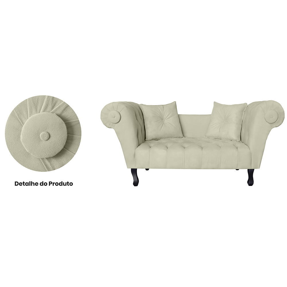Recamier Divã Namoradeira Dubai Capitonê Suede Bege