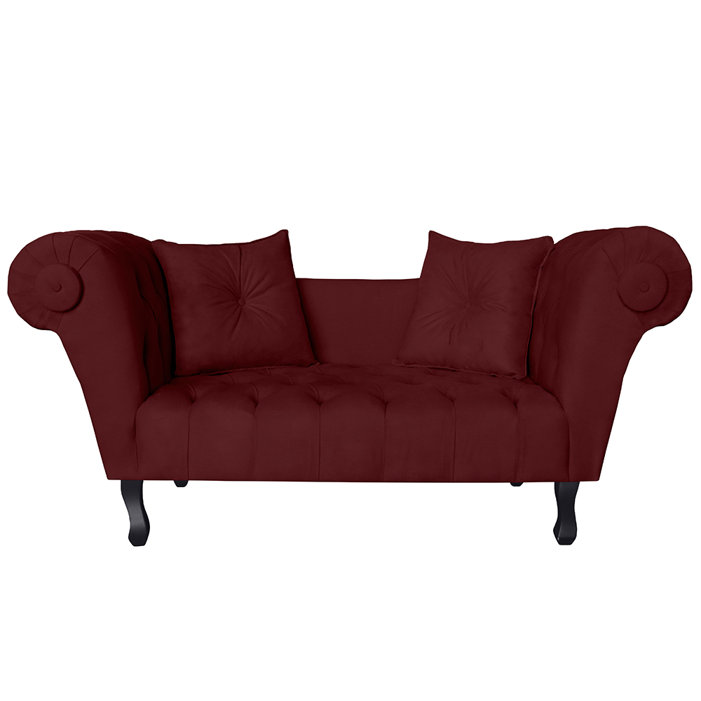 Recamier Divã Namoradeira Dubai Capitonê Suede Bordô