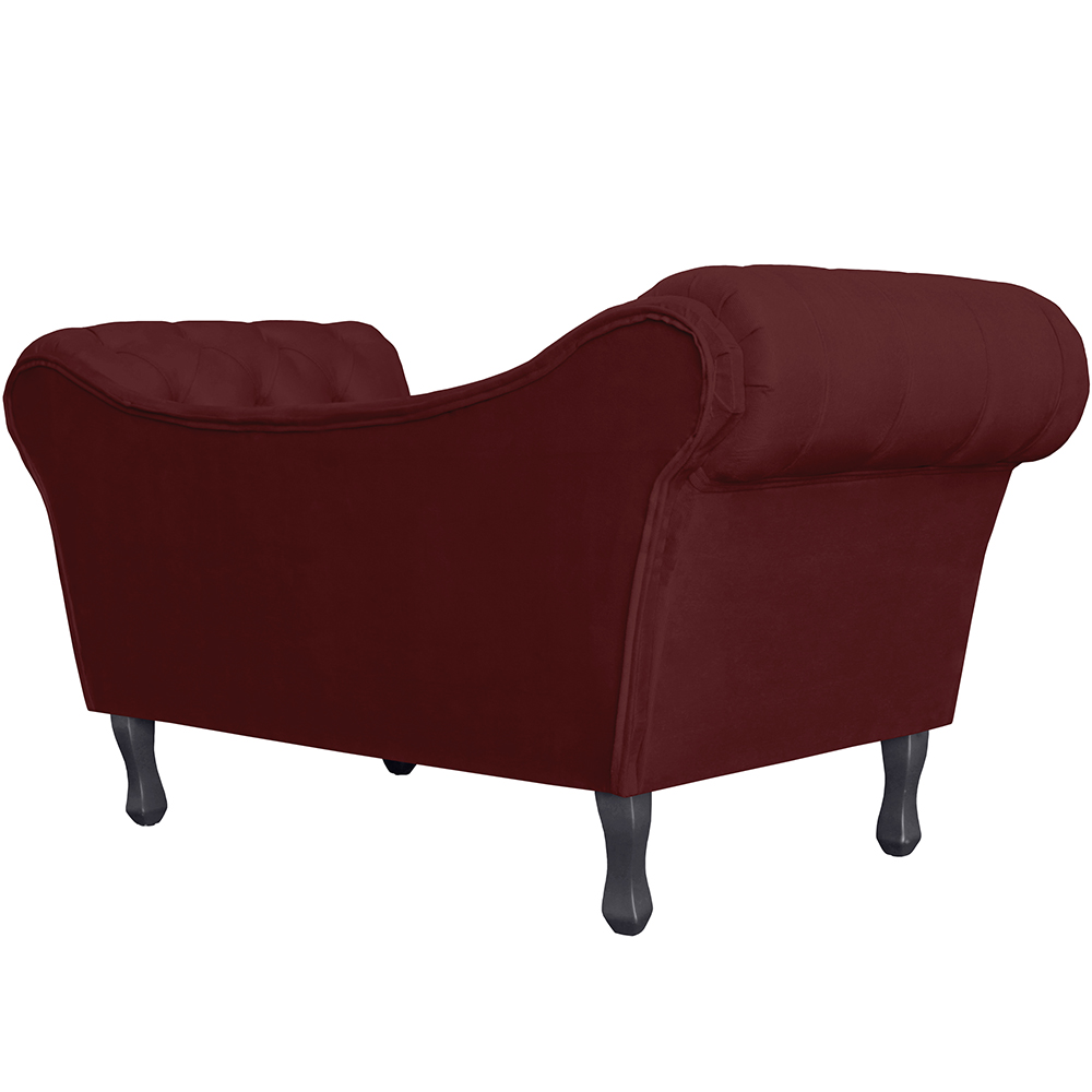 Recamier Divã Namoradeira Dubai Capitonê Suede Bordô