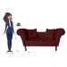 Recamier Divã Namoradeira Dubai Capitonê Suede Bordô