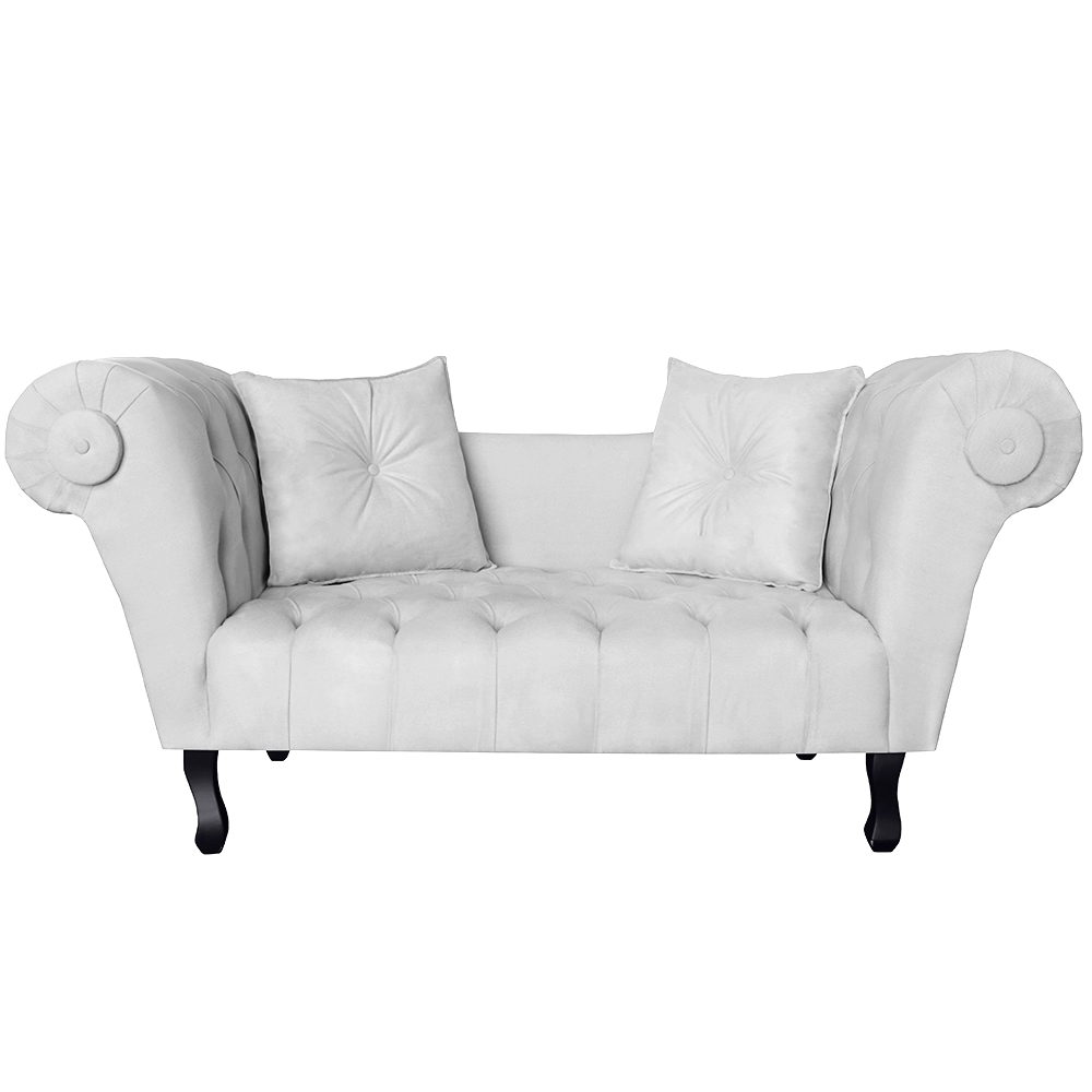 Recamier Divã Namoradeira Dubai Capitonê Suede Branco