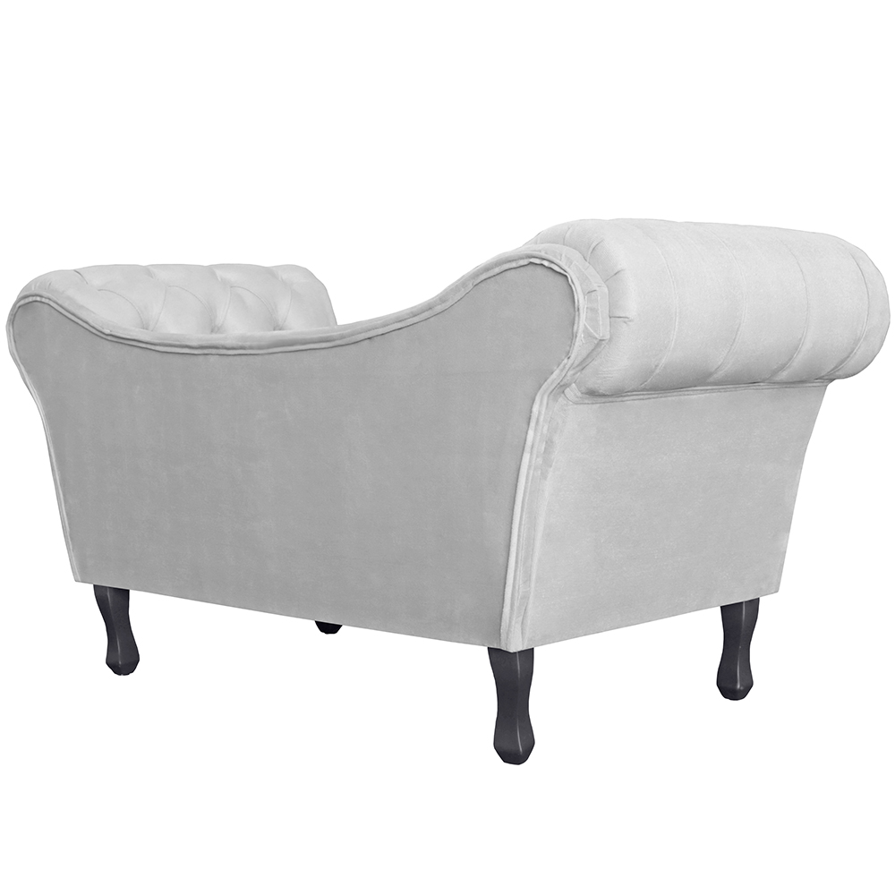 Recamier Divã Namoradeira Dubai Capitonê Suede Branco