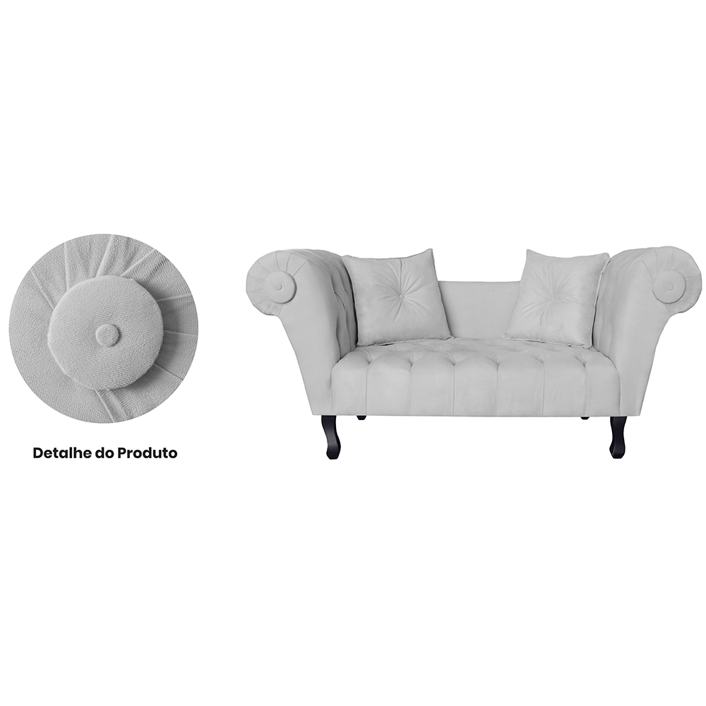 Recamier Divã Namoradeira Dubai Capitonê Suede Branco