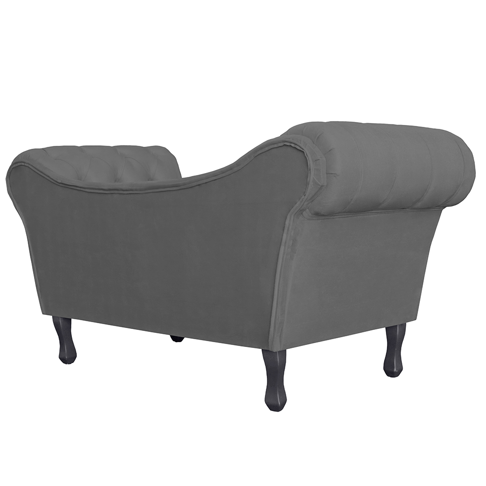 Recamier Divã Namoradeira Dubai Capitonê Suede Cinza