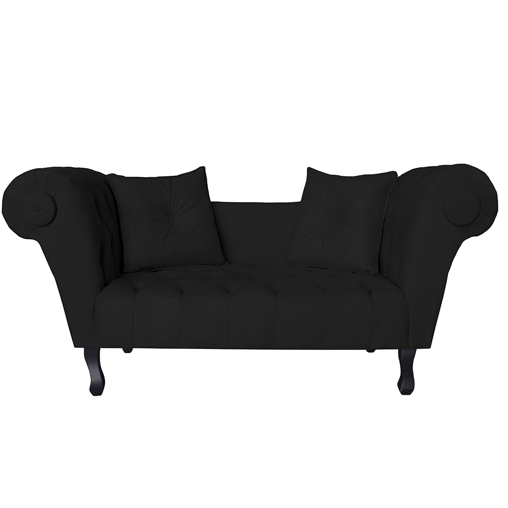 Recamier Divã Namoradeira Dubai Capitonê Suede Preto