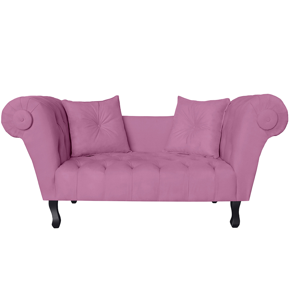 Recamier Divã Namoradeira Dubai Capitonê Suede Rosa