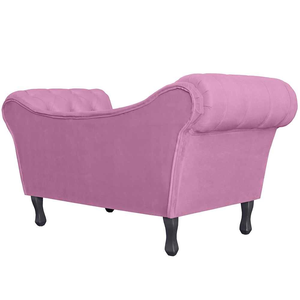 Recamier Divã Namoradeira Dubai Capitonê Suede Rosa