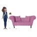 Recamier Divã Namoradeira Dubai Capitonê Suede Rosa