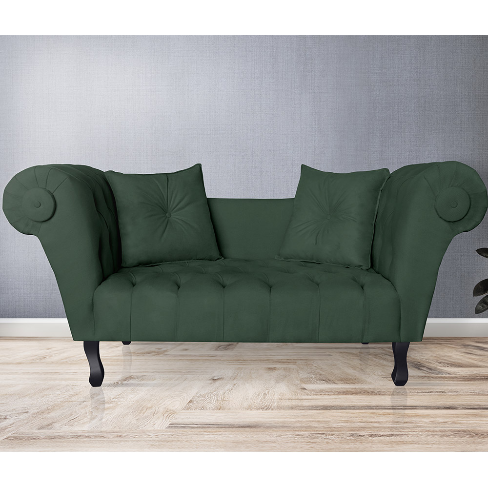 Recamier Divã Namoradeira Dubai Capitonê Suede Verde
